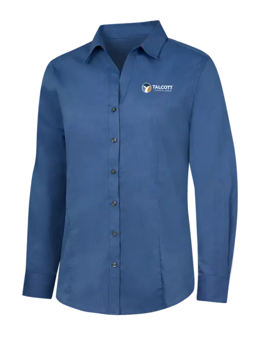 Light Navy Womens Crosshatch Easy Care Shirt w/Talcott Logo