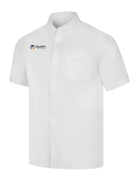 Short Sleeve White Superpro React Twill Shirt w/Talcott Logo