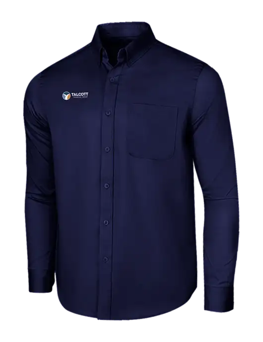 Long Sleeve Navy Superpro React Twill Shirt w/Talcott Logo