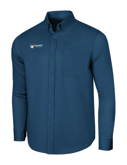 Long Sleeve Light Navy Superpro React Twill Shirt w/Talcott Logo
