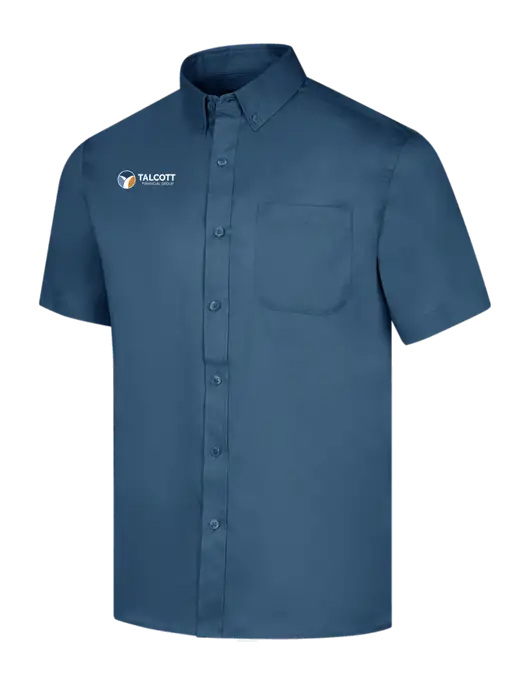 Short Sleeve Light Navy Superpro React Twill Shirt w/Talcott Logo