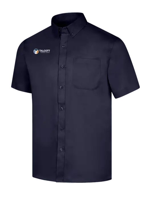 Short Sleeve Navy Superpro React Twill Shirt w/Talcott Logo