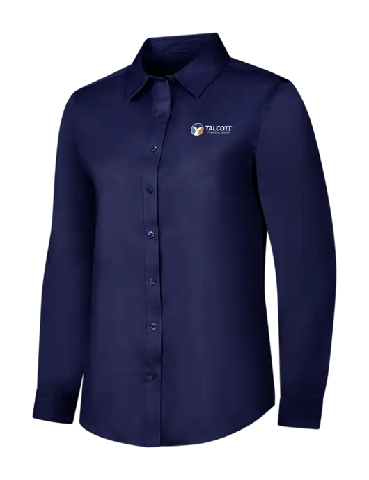 Navy Womens Long Sleeve Superpro React Twill Shirt w/Talcott Logo