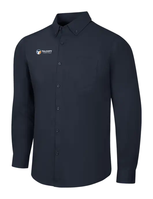 Navy Long Sleeve Carefree Poplin Shirt w/Talcott Logo
