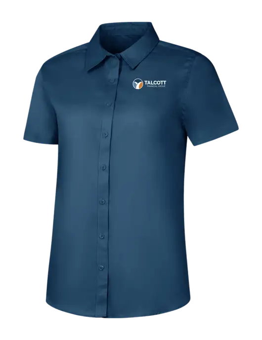 Womens Light Navy Short Sleeve Superpro React Twill Shirt w/Talcott Logo