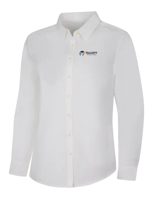 Womens White Long Sleeve Superpro React Twill Shirt w/Talcott Logo