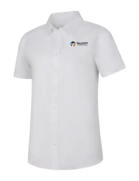 Womens White Short Sleeve Superpro React Twill Shirt w/Talcott Logo