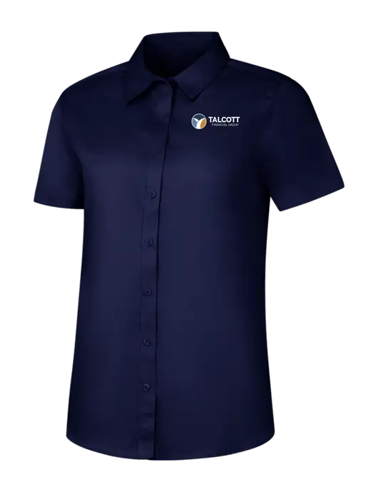 Womens Navy Short Sleeve Superpro React Twill Shirt w/Talcott Logo