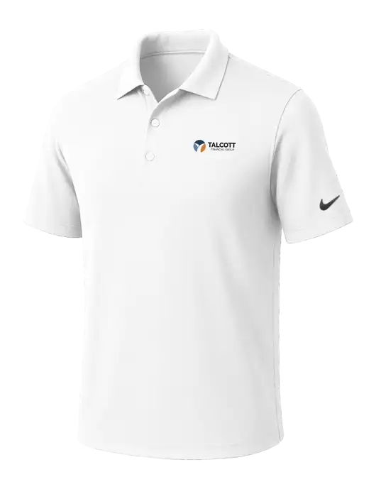 NIKE White Dri-Fit Micro Pique Polo w/Talcott Logo