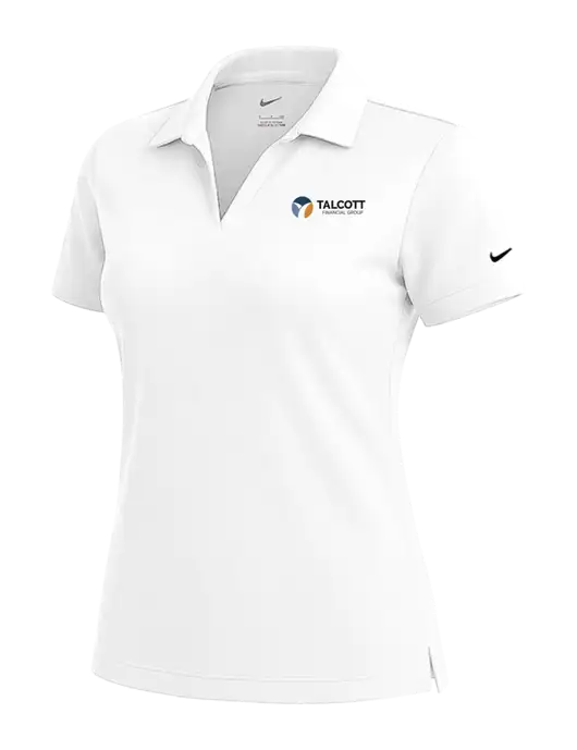 NIKE White Womens Dri-Fit Micro Pique Polo w/Talcott Logo