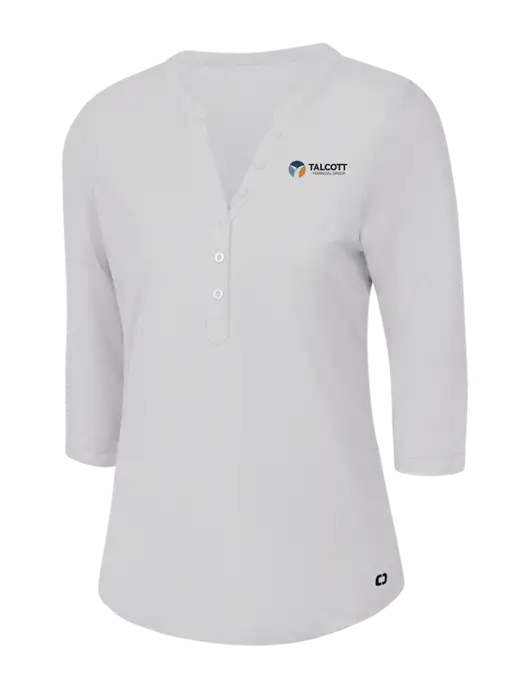 OGIO Bright White Jewel Henley w/Talcott Logo