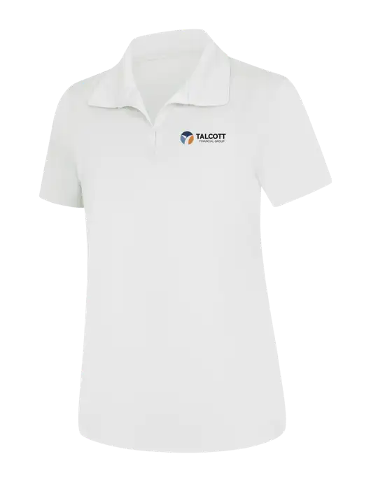 Womens White Micropique Sport-Wick Polo w/Talcott Logo