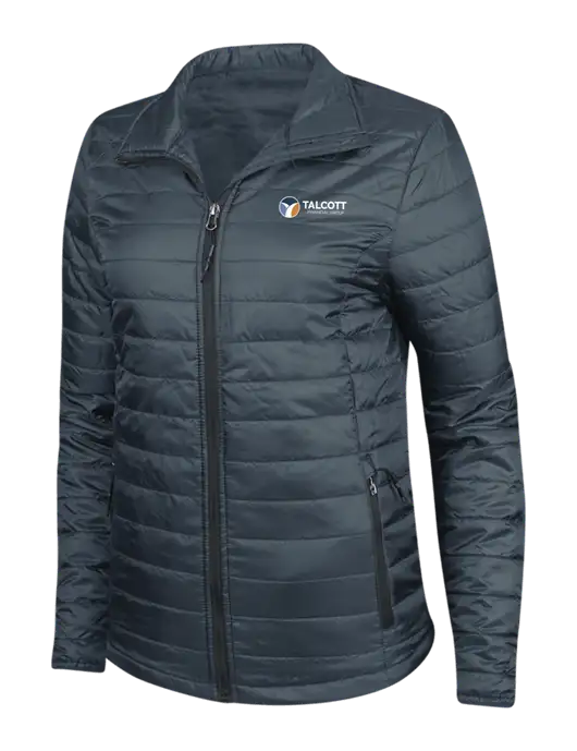Navy Womens Puffy Packable Jacket w/Talcott Logo