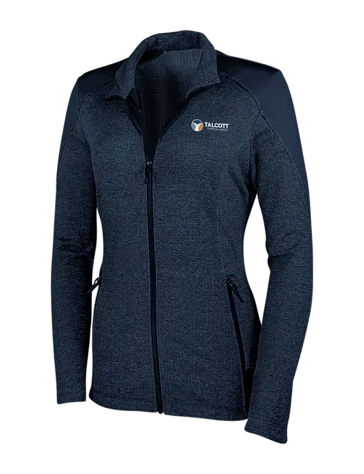 Navy Womens Grid Fleece Jacket w/Talcott Logo