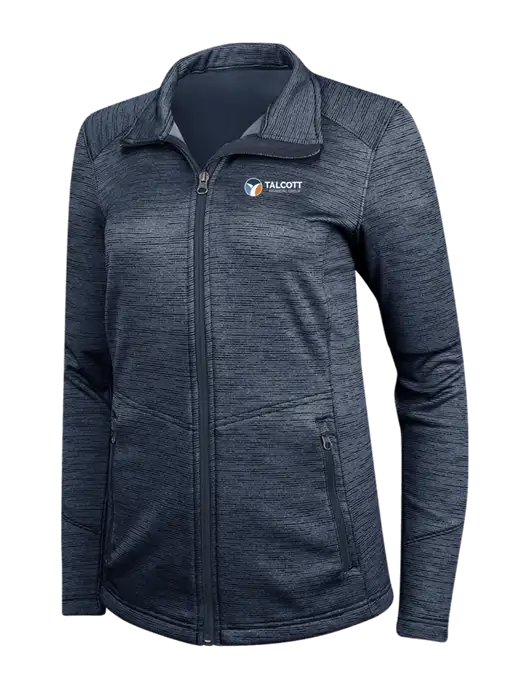 Navy Womens Digi Stripe Fleece Jacket w/Talcott Logo