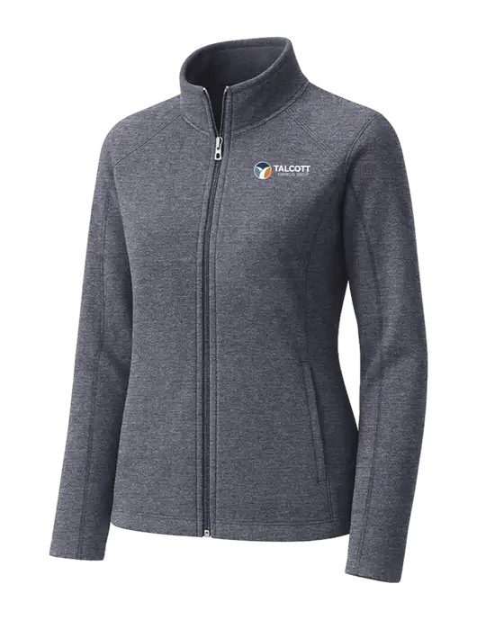 Light Navy Heather Womens Microfleece Full-Zip Jacket w/Talcott Logo