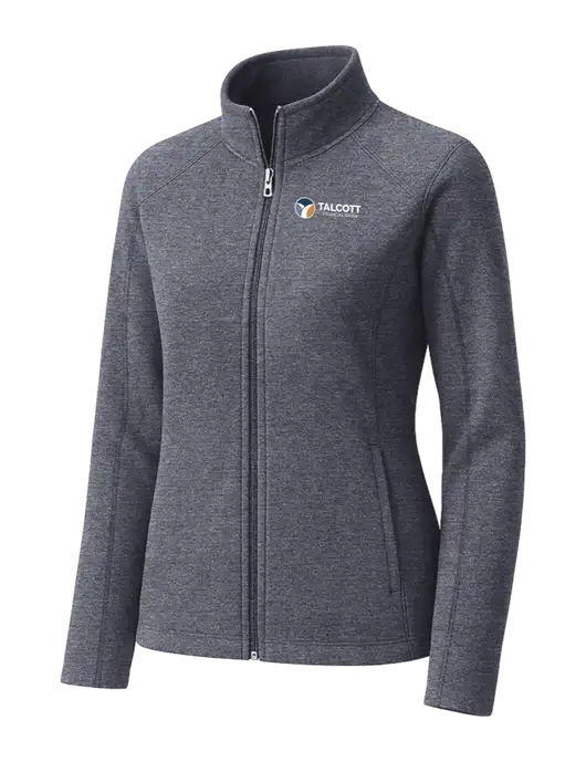 Light Navy Heather Womens Microfleece Full-Zip Jacket w/Talcott Logo