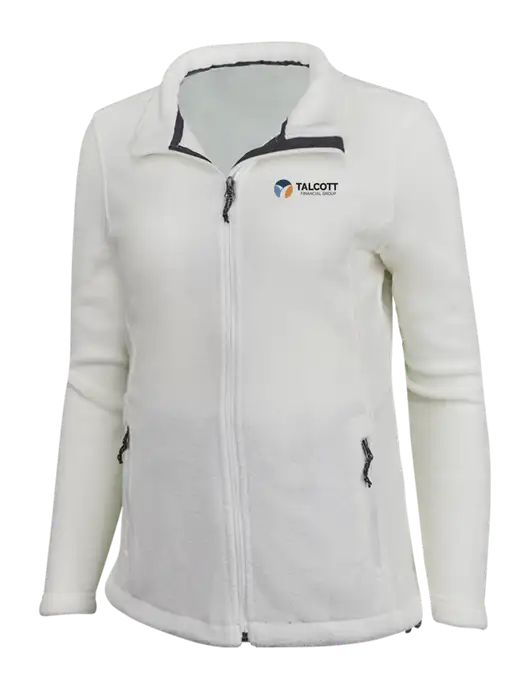 Womens White Fleece Jacket w/Talcott Logo