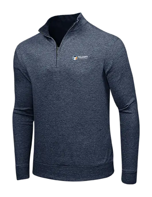 Estate Blue Heather/Charcoal Heather Interlock 1/4 Zip w/Talcott Logo