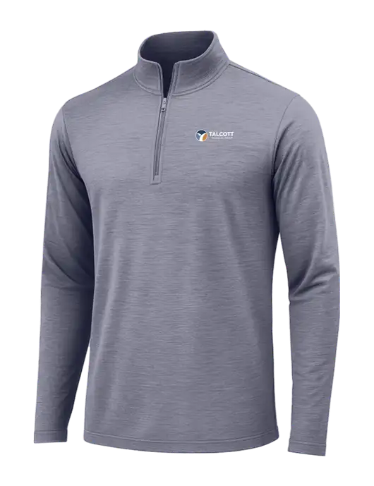 True Navy Heather Posicharge Tri-Blend Wicking 1/4 Zip Pullover w/Talcott Logo