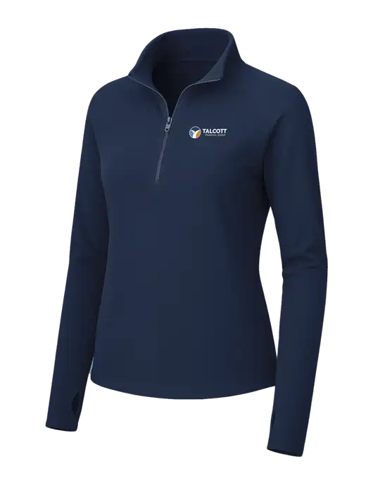 Womens Navy Microfleece 1/2 Zip Pullover w/Talcott Logo