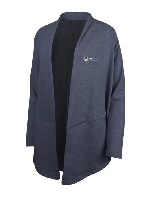 Estate Blue Heather/Charcoal Heather Womens Interlock Cardigan w/Talcott Logo