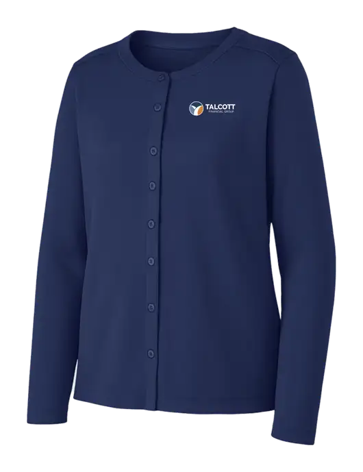 Dress Blue Navy Womens Concept Stretch Button-Front Cardigan Sweater w/Talcott Logo
