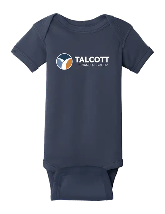 Rabbit Skins Navy Infant Short Sleeve Baby Rib Bodysuit w/Talcott Logo