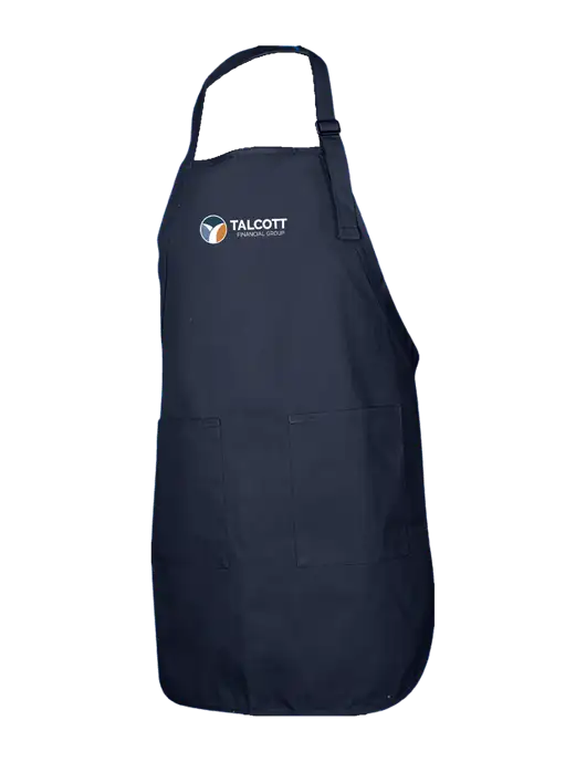 Full-Length Navy Apron With Pockets w/Talcott Logo