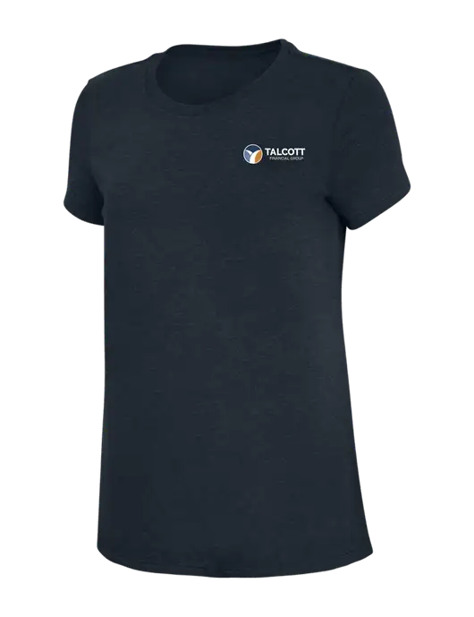 Womens Simply Soft Navy 4.5oz Poly/Combed Ring Spun Cotton T-Shirt w/Talcott Logo