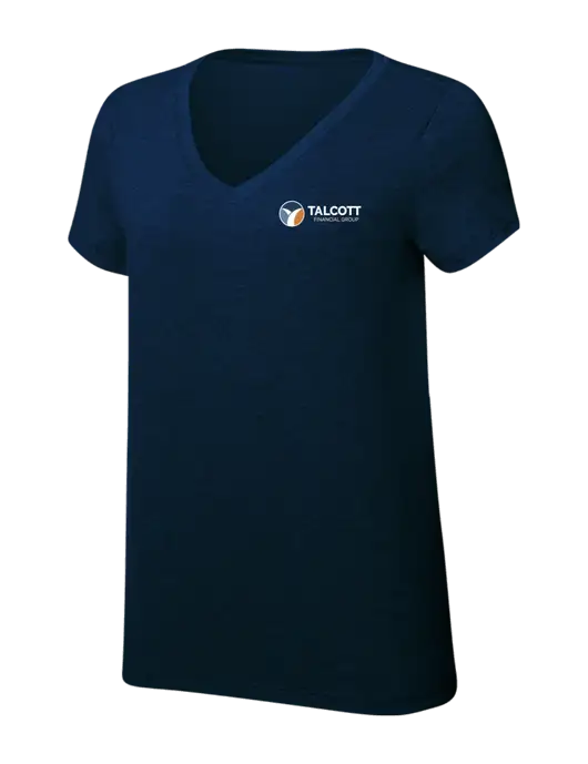 Womens Simply Soft V-Neck New Navy 4.5oz  Poly/Combed Ring Spun Cotton T-Shirt w/Talcott Logo