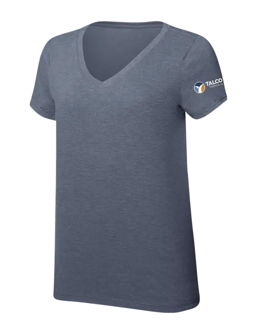 Womens Simply Soft V-Neck Navy Frost 4.5oz  Poly/Combed Ring Spun Cotton T-Shirt w/Talcott Logo