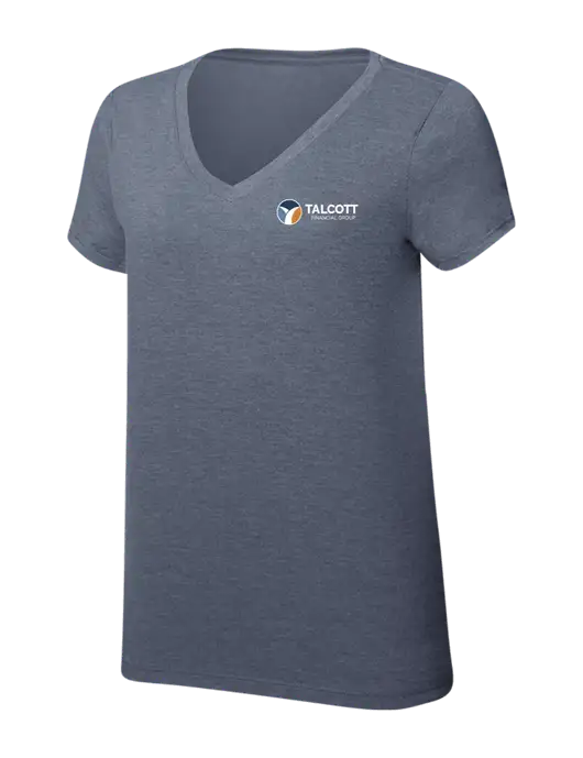 Womens Simply Soft V-Neck Navy Frost 4.5oz  Poly/Combed Ring Spun Cotton T-Shirt w/Talcott Logo