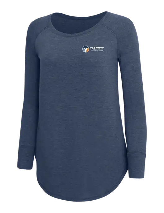 Womens Perfect Wide Collar Tunic Tri-Blend Navy Frost 4.5 oz T-Shirt w/Talcott Logo