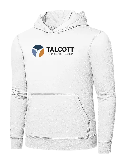 White 7.8 oz Ring Spun Hooded Sweatshirt w/Talcott Logo