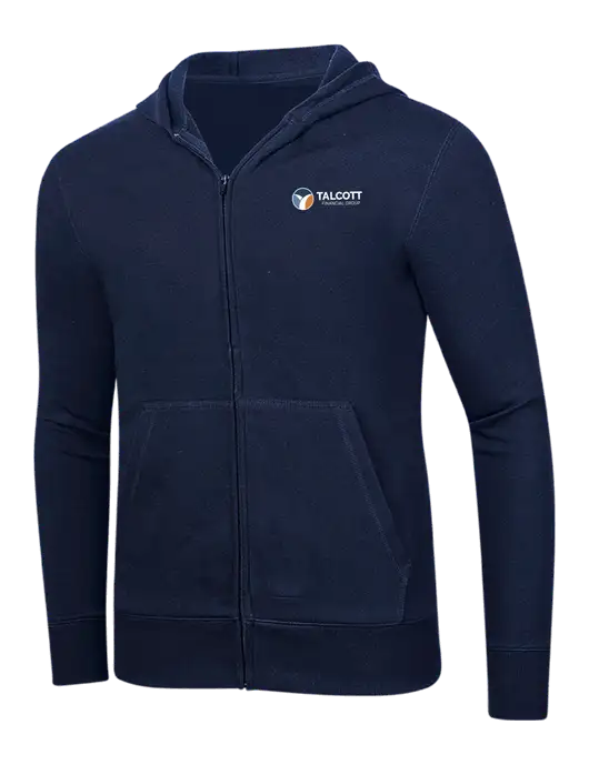 Full-Zip Navy Heavyweight Hooded Sweatshirt w/Talcott Logo