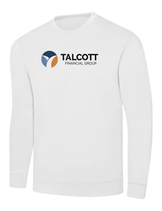 White 7.8 oz Ring Spun Crew Sweatshirt w/Talcott Logo