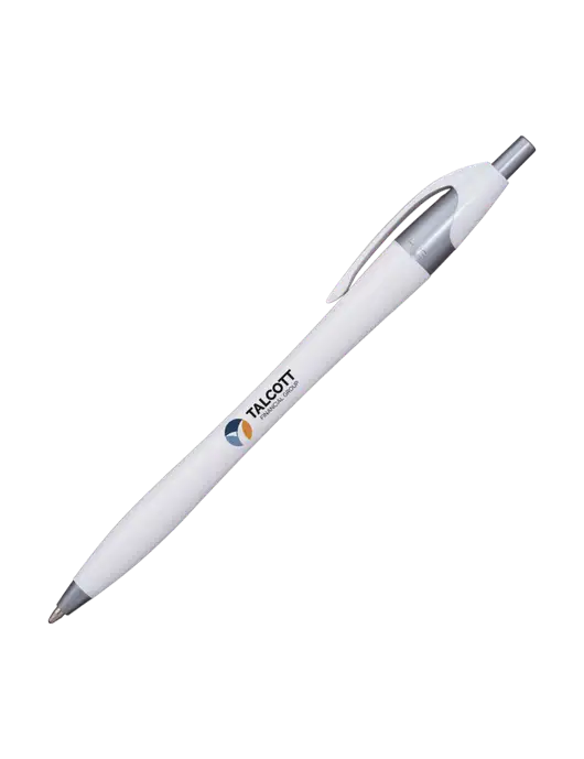Novella White/Silver Shimmer Pen - Blue Ink w/Talcott Logo