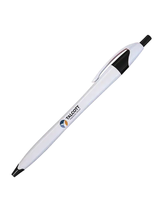 Novella White/Black Classic Pen - Blue Ink w/Talcott Logo