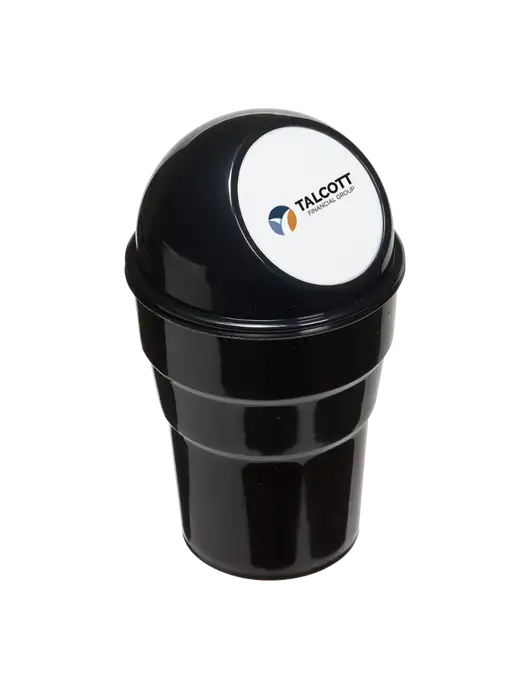 Black Car Cup Holder Trash Can w/Talcott Logo