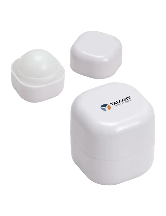 White Chap Cube Vanilla Lip Balm w/Talcott Logo
