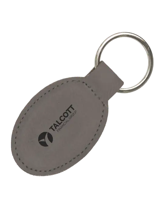 Grey Leatherette Oval Keychain w/Talcott Logo
