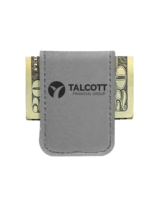 Gray Leatherette Money Clip w/Talcott Logo