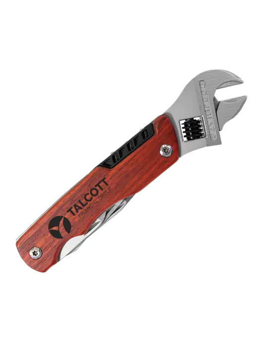 Wood Handle Wrench Multi Tool with Case w/Talcott Logo