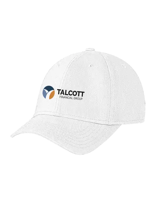 White Structured Soft Snap Closure Hook & Loop Cap w/Talcott Logo