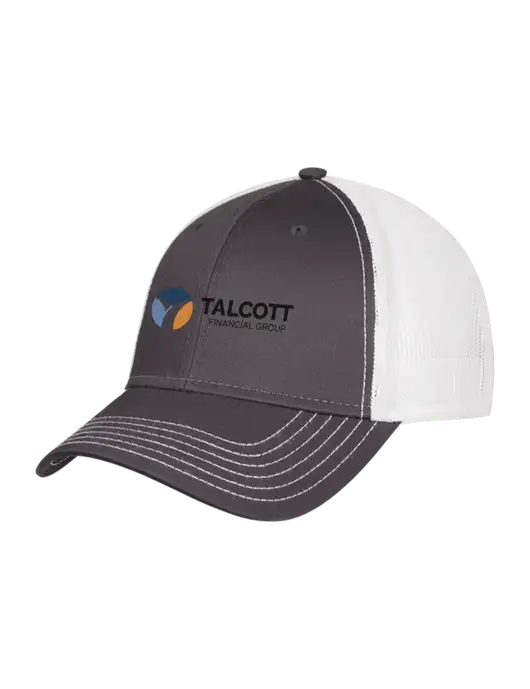 Dark Grey/White Mesh Trucker Cap Snap Back w/Talcott Logo