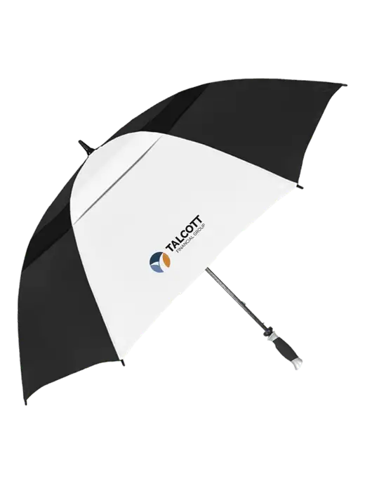 Black/White Vented Typhoon Tamer Golf Umbrella w/Talcott Logo