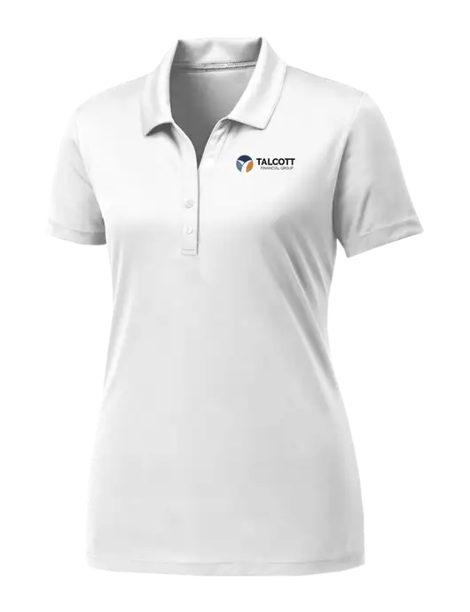 Womens White PosiCharge Competitor Polo w/Talcott Logo