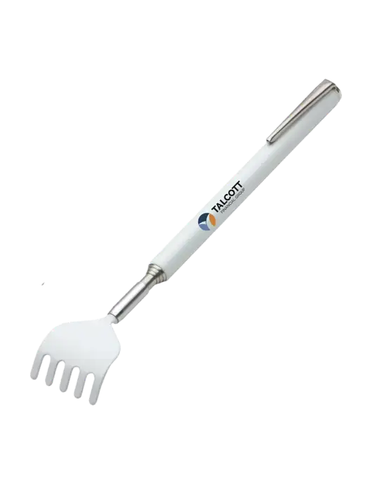 Telescopic White Back Scratcher w/Talcott Logo