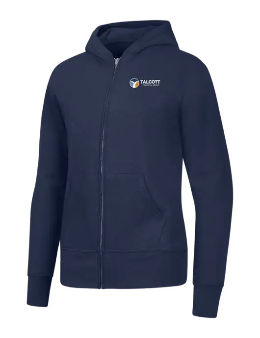 Navy Womens Core Fleece Full-Zip Hooded Sweatshirt w/Talcott Logo